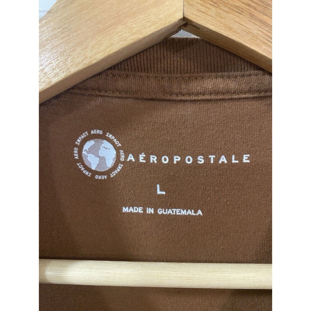 Aeropostale Brooklyn Track & Field Brown White Graphic Tee Teen Retro NY Size L - Picture 3 of 5